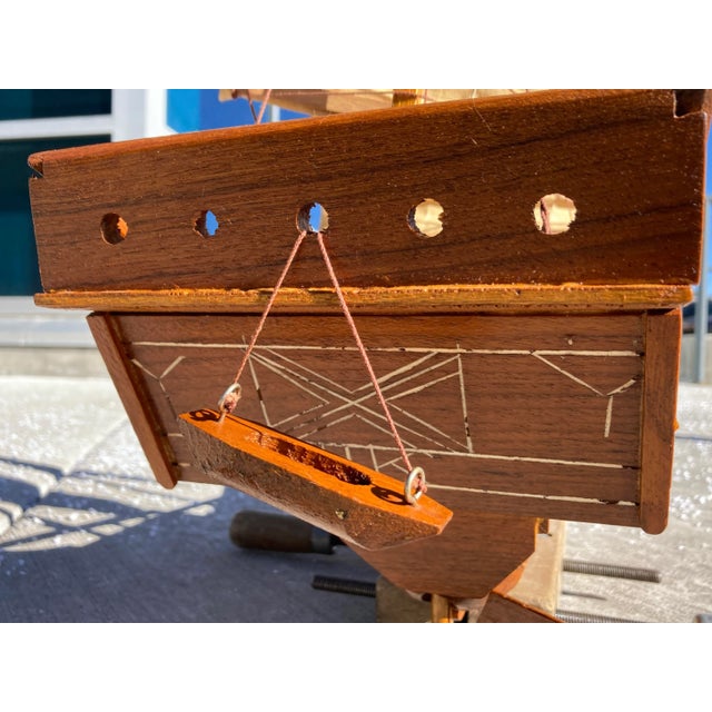 Scale Model of Chinese Junk Ship in Solid Teak Handcrafted in Hong Kong For Sale - Image 12 of 13