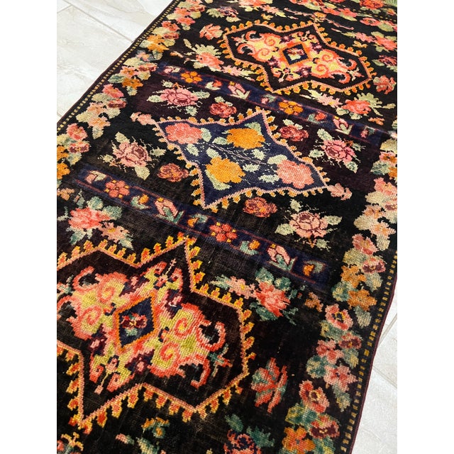 Boho Chic Antique Rose Pattern Armenian Rug For Sale - Image 3 of 5
