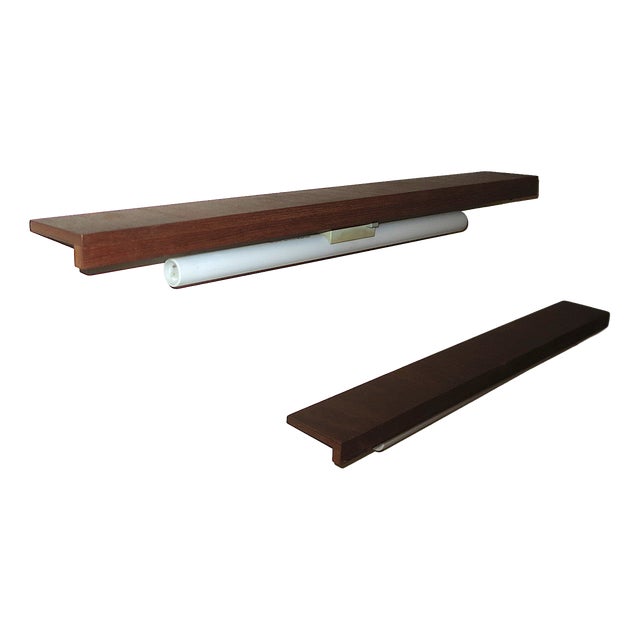 Danish Wall Lights with Narrow Teak Shelves, 1960s, Set of 2 For Sale