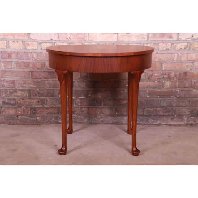 Baker Furniture Queen Anne Walnut Tea Table, Newly Refinished For Sale - Image 11 of 13