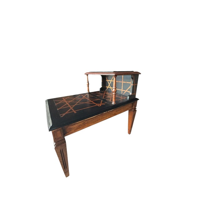 Black Vintage Custom Postmodern Geometric Accent Table With Plexiglass Display Shelf For Sale - Image 8 of 11