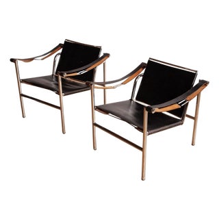 Early Pair of Basculant Chairs Attributed to Le Corbusier, 1950s For Sale