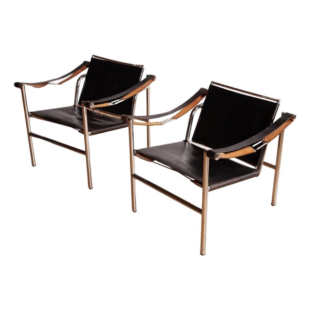 Early Pair of Basculant Chairs Attributed to Le Corbusier, 1950s For Sale