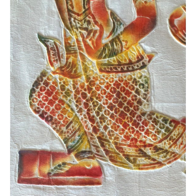 Mid 20th Century Circa 1960 Rubbings of Thai Aspara Dancers on Rice Paper - Matted & Framed Under Glass For Sale - Image 5 of 12