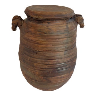 Rustic Hand Coiled Horsehead Jar Pot Signed by Priscilla Hoback For Sale
