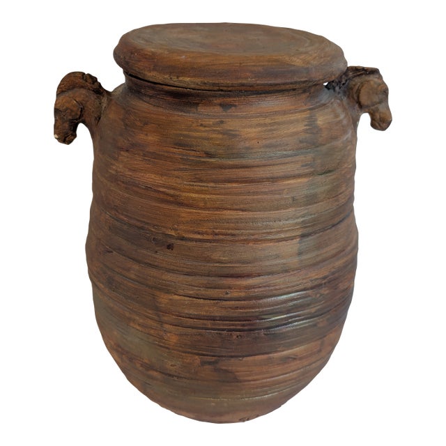 Rustic Hand Coiled Horsehead Jar Pot Signed by Priscilla Hoback For Sale