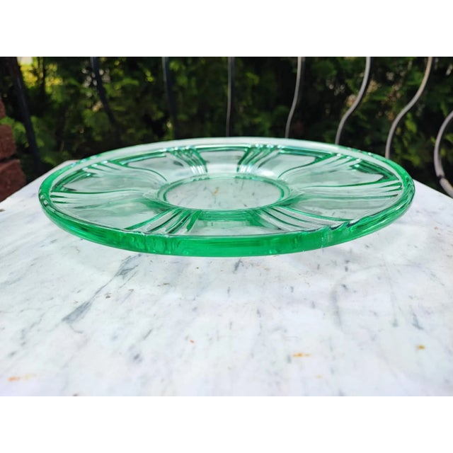 Art Deco Green Glass Plate from Niemen Glassworks, 1920s For Sale - Image 3 of 8