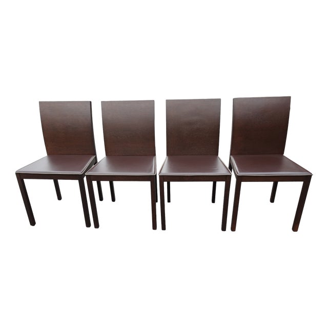 Modern Italian Chairs with Leather Seats by Cecotti F., 1990s, Set of 4 For Sale