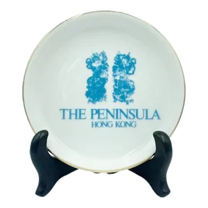 Vintage the Peninsula Hotel Hong Kong Ashtray Trinket Dish White Porcelain