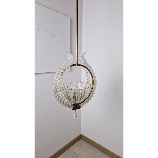 Gold Chandelier in Brass and Clear Glass by Ercole Barovier for Barovier & Toso, 1960s For Sale - Image 8 of 18