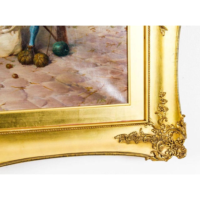 Textile Francesco Bergamini, Figurative Scene, 1894, Oil on Canvas, Framed For Sale - Image 7 of 14