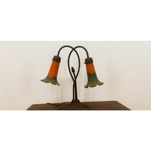 Vintage 2-Light Table Lamp with Decorated Murano Glass For Sale - Image 12 of 17