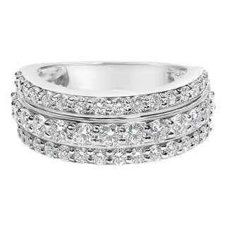 .925 Sterling Silver 2.0 Cttw Lab Grown Diamond 3 Row Band Ring (F-G Color, VS1-VS2 Clarity) - Ring Size 8 For Sale