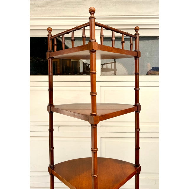 English Traditional Faux Bamboo Five-Tier Corner Étagère For Sale - Image 13 of 14