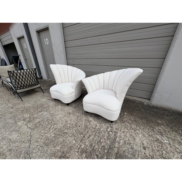 Pair of Asymmetrical Channel Back Lounge Chairs For Sale In Houston - Image 6 of 14