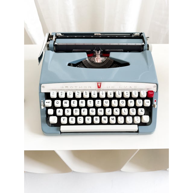 Vintage Typewriter in Light Blue from Brother De Luxe, 1960s For Sale - Image 15 of 18