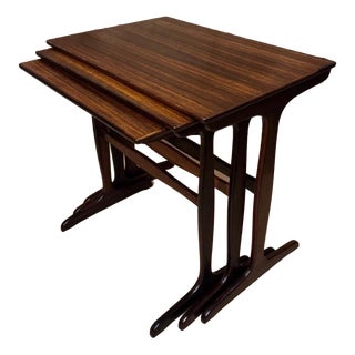 Vintage Danish Rosewood Nesting Tables by Ole Wanscher for A. J. Iversen, 1950s, Set of 3 For Sale
