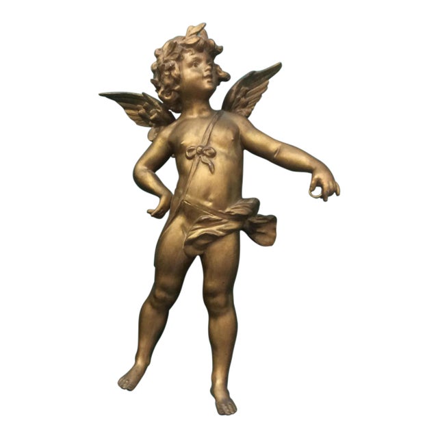 Late 19th Century Gilt Metal Angel For Sale