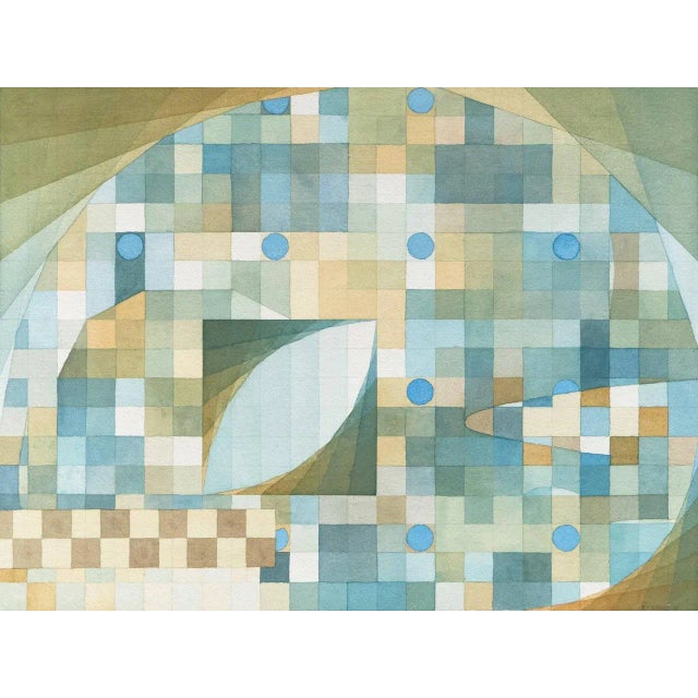 'Abstract Watercolor in Azure and Jade' by D.M.Hubbard; 1980 For Sale - Image 10 of 10
