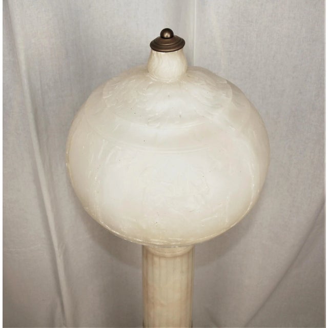 Antique Large Alabaster Table Lamp With Globe Shade For Sale - Image 4 of 11