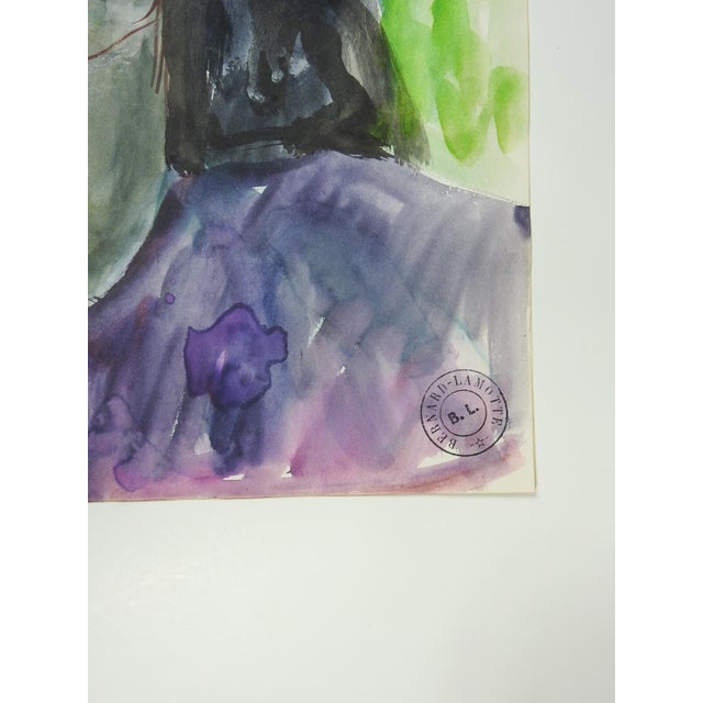 Early 20th century watercolor on sketchbook paper portrait of Tahitian woman by Bernard Lamotte (1903 – 1983) France/New...