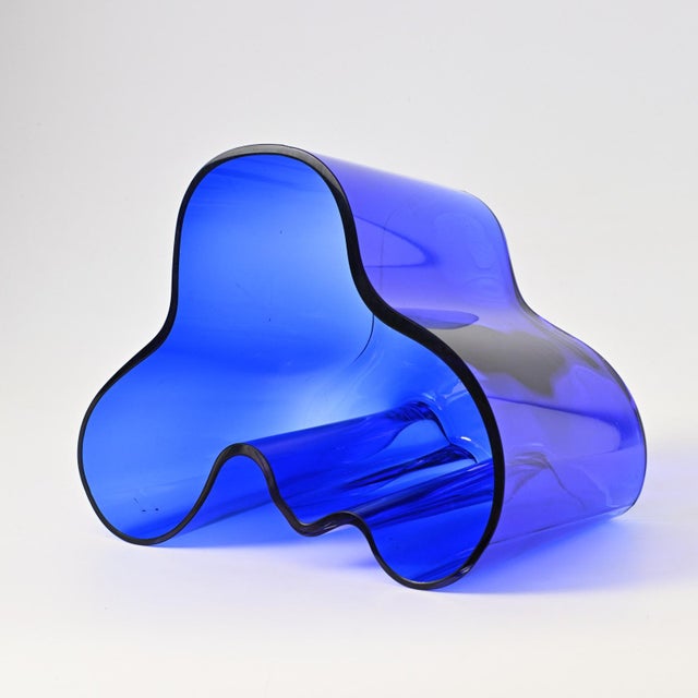 Large Cobalt Blue Savoy Vase in Glass by Alvar Aalto for Iittala, 1992 For Sale - Image 7 of 10