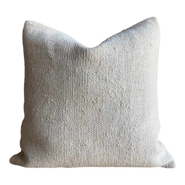 Vintage Rug Pillow Cover With Original Seams For Sale