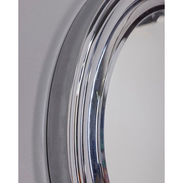 Vintage Italian Round Wall Mirror in Chromed Metal, 1970s For Sale - Image 3 of 9