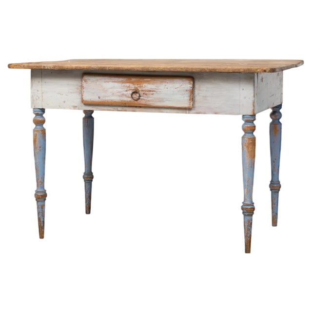 Small Swedish Folk Art Table, 1800s For Sale