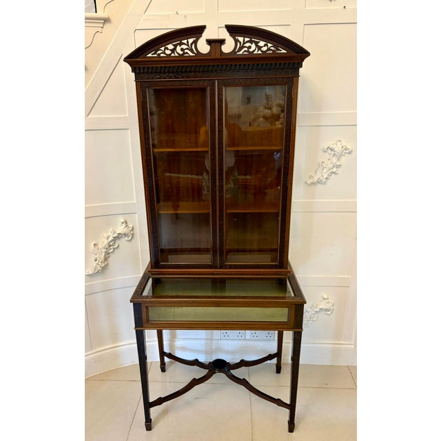 Antique Victorian Carved Mahogany Bijouterie Display Cabinet, 1880 For Sale - Image 4 of 10