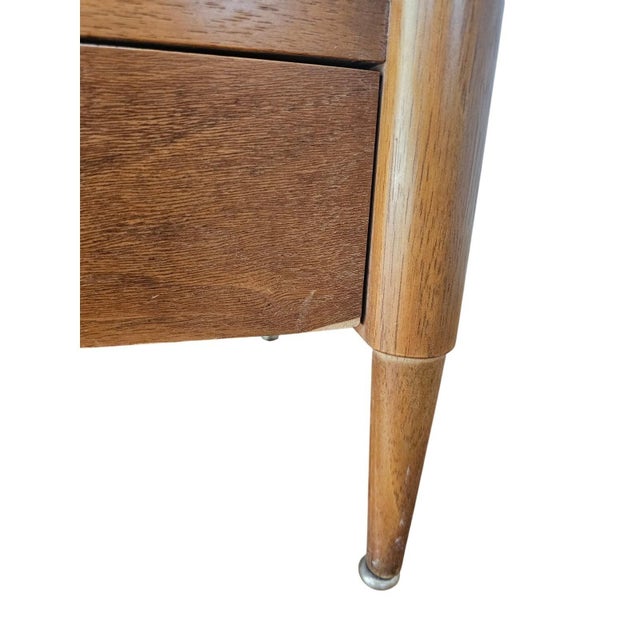1958 Drexel Mid Century Modern Dresser and Nightstand Tapered Legs Brass Handles For Sale - Image 12 of 18