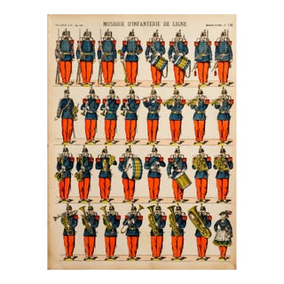 1880s - 1890s French Military Print - Imagerie d'Épinal #106 - Musique d'Infanterie De Ligne Regular Price For Sale