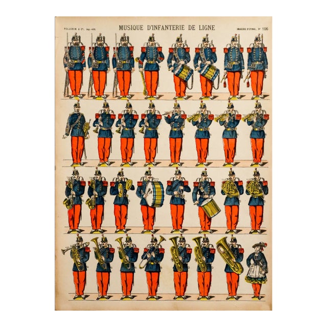 1880s - 1890s French Military Print - Imagerie d'Épinal #106 - Musique d'Infanterie De Ligne Regular Price For Sale