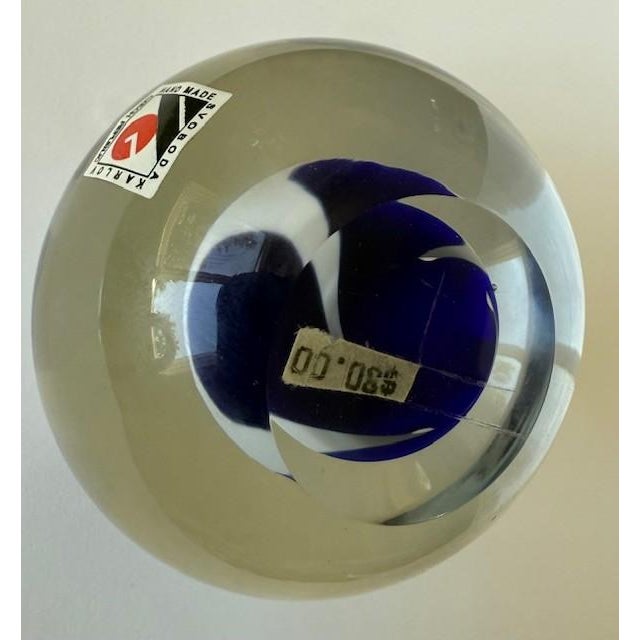 Gorgeous post-modern art glass paperweight / sculpture by Svoboda Karlov circa 1980s. Great period design with a deep...