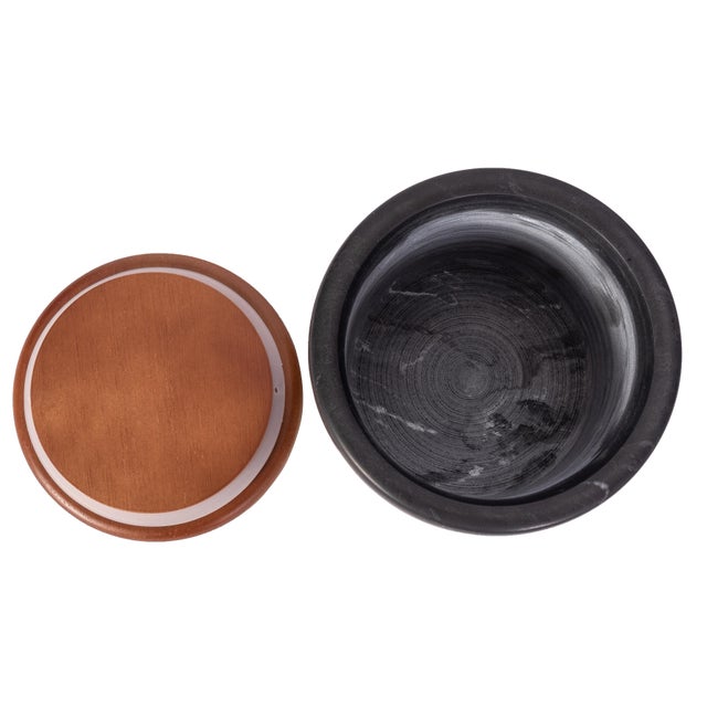 Introducing our stunning Marble Cylinder Canister Wood Top Sealed, the ideal upgrade for your storage needs and home...