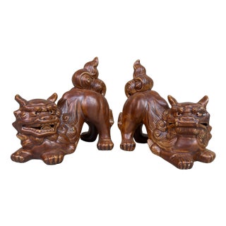 Japanese Ceramic Shisa Figures, 1980, Set of 2 For Sale