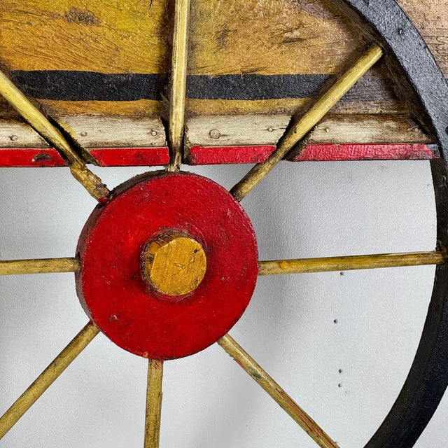 Vintage Large Elaborate Wooden Trade Sign for Grimes Dairy in Form of Wagon Cart For Sale - Image 9 of 10