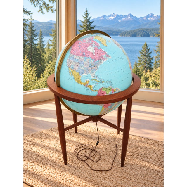 Mid-Century Modern Vintage Mid Century Modern Replogle 24" Library Globe ~ Floor Lamp ~ Pearsall / McCobb Era For Sale - Image 3 of 18