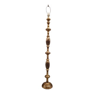 Elaborate Incised Brass Floor Lamp For Sale