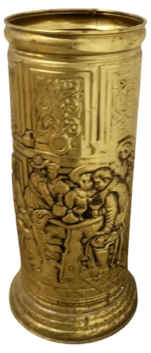 Arts and Crafts Embossed Brass Umbrella Stand, 1930