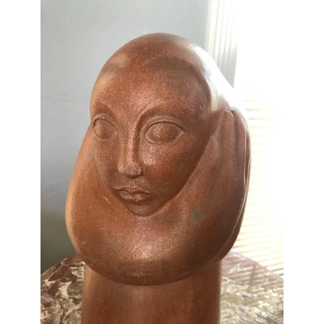 Terra Cotta 1950s Mid-Century Modern Abstract Statue of a Woman For Sale - Image 8 of 13
