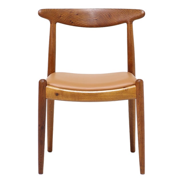 W1 Chair in Oak and Leather by Hans J. Wegner for C.M. Madsen, 1950s For Sale