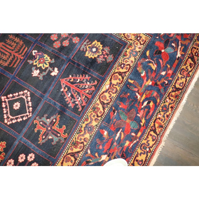 Navy Blue Early 20th Century Square Garden Design Persian Bakhtiari Rug - 11'8" x 12'5" For Sale - Image 8 of 13