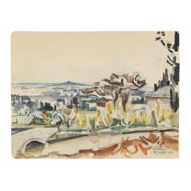 Cityscape is a China Ink Drawing and Watercolor realized by Reynold Arnould (Le Havre 1919 - Parigi 1980). Good condition...