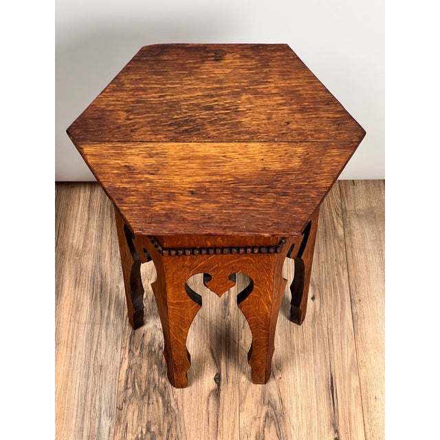 Late 19th Century Antique Arts & Crafts Small Oak Occasional Table C. 1910 For Sale - Image 5 of 6