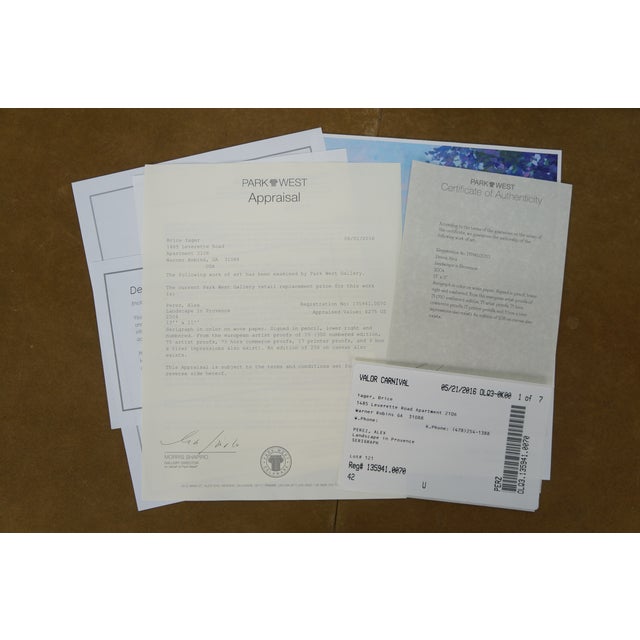 2004 Alex Perez 'Landscape in Provence' Colored Serigraph Print Signed Coa For Sale - Image 10 of 12