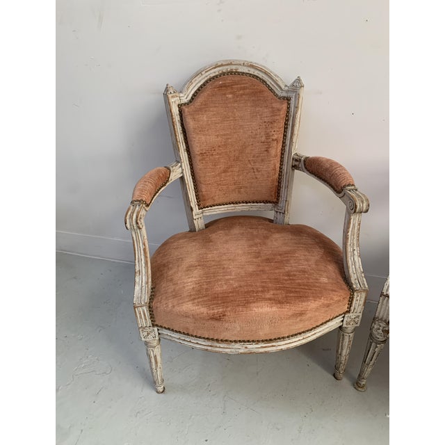 Louis XVI Style Armchairs in Patinated Beechwood, 19th Century, Set of 2 For Sale - Image 9 of 18