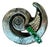 Vintage Silver Spiral Brooch With Green Detail For Sale