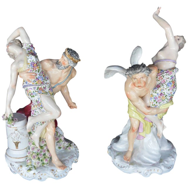 Set of Two Porcelain Sculptures of the Abduction of the Sabine Women For Sale