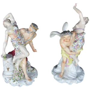 Set of Two Porcelain Sculptures of the Abduction of the Sabine Women